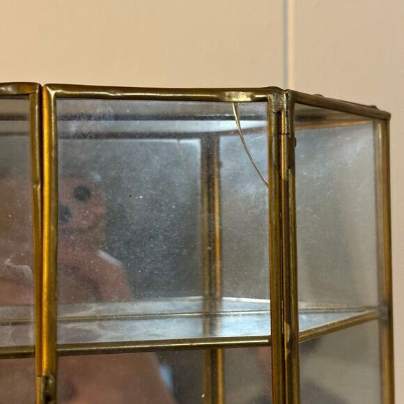 Brass Glass Cabinet Curio Miniature Display Case Tabletop VINTAGE8 3/4 ” - Picture 2 of 6